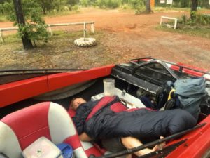 key photo hugh neal not convinced his swag would protect him from crocs slept in the boat